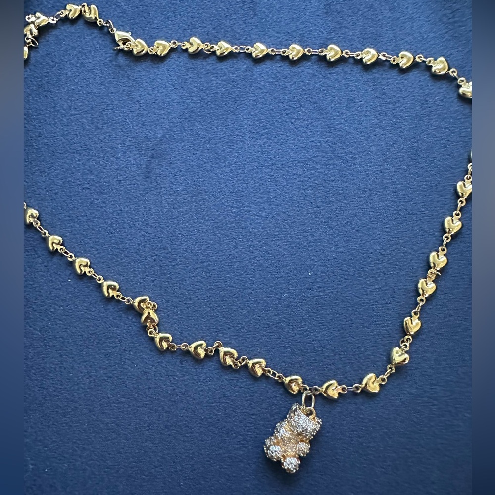 Crystal Haze Gold Nostalgia 3D Pave Bear Heart chain Necklace - Picture 10 of 17